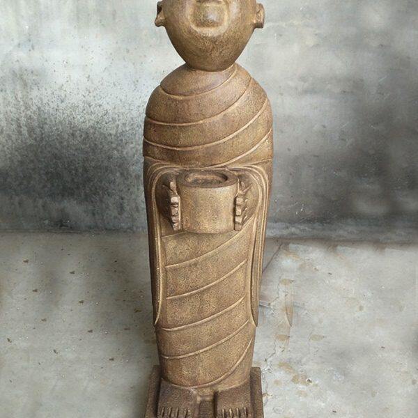 仿古石雕家居装饰品青石雕刻人物塑像茶楼酒店小和尚蜡台沙弥摆件