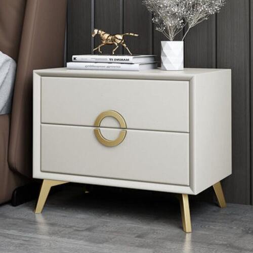 轻奢实木床头柜现代简约卧室极简皮革储物柜意式收纳柜迷你床边柜