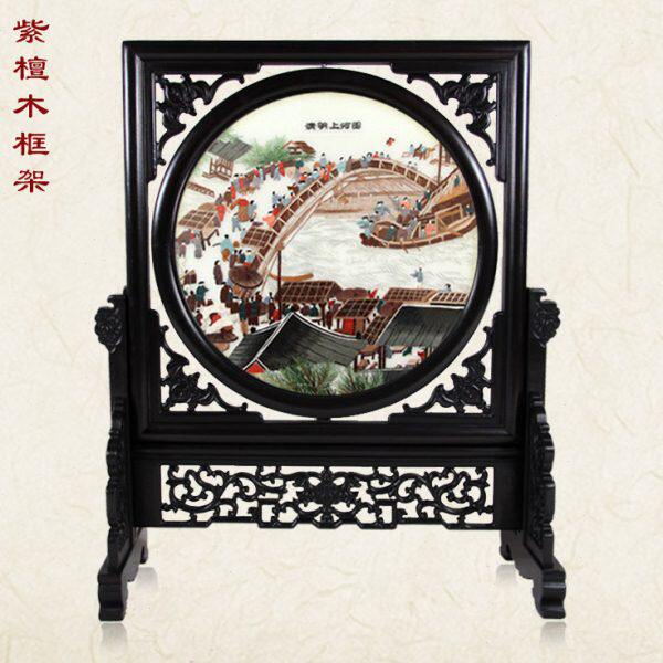 汴绣精品 清明上河图 经典摆件 纯手工刺绣