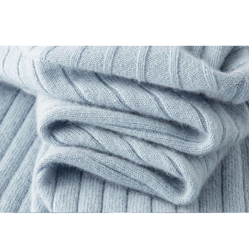 随身气质实穿!喇叭袖高领羊绒衫女纯羊绒毛衣针织打底衫秋冬