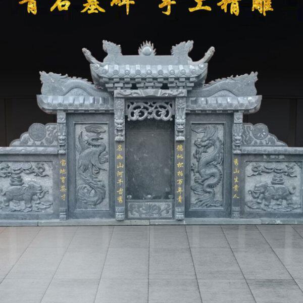 石墓碑门面青石安装刻字清明节中元节民族祭祖屏风农村丧葬坟