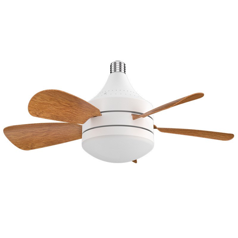 新款家用超静音木纹色风扇灯E27可拆卸扇叶灯餐厅卧室遥控吊扇灯
