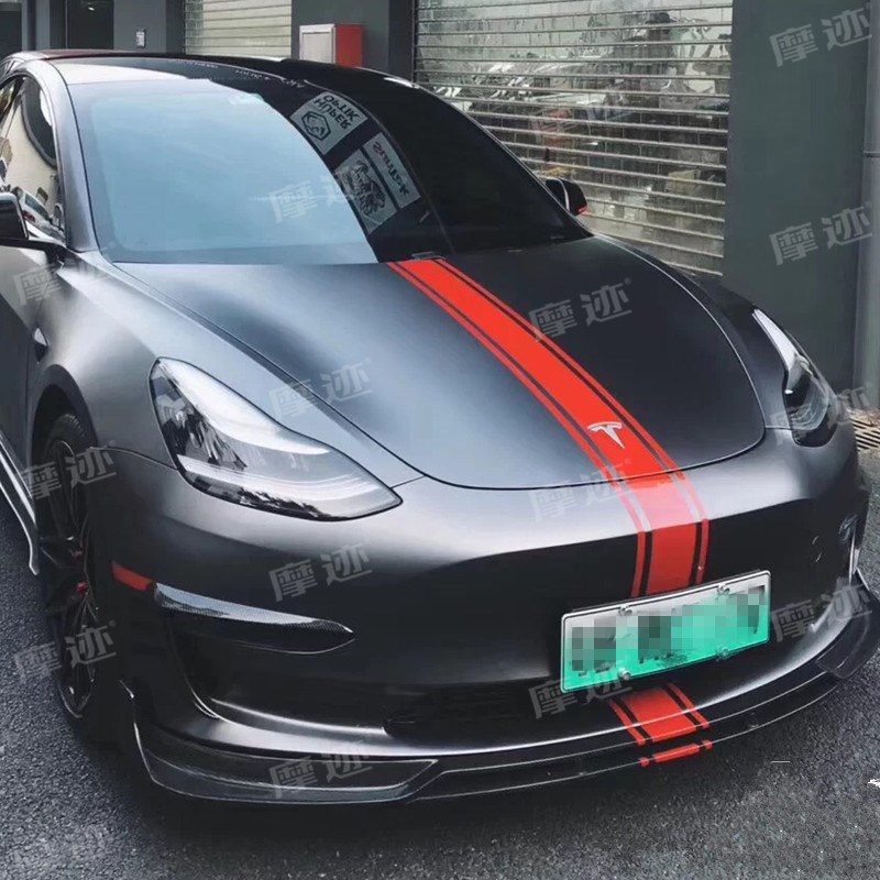 适用于特斯拉Model3 车贴拉花 ModelS ModelY 改装饰机盖车身贴纸
