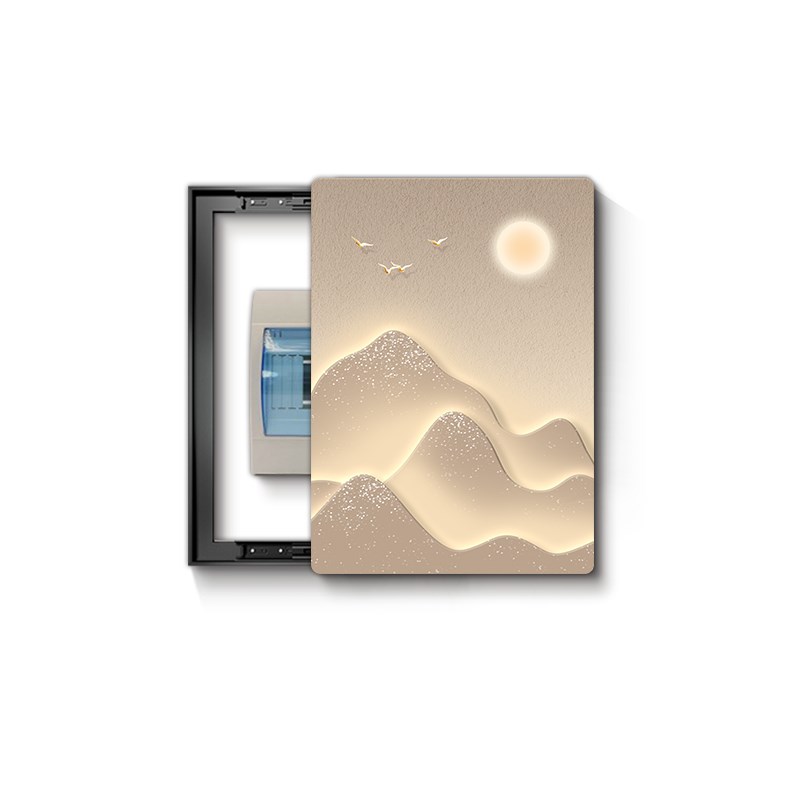 日照金山电表箱装饰画竖款轻奢高级感超薄遮挡强弱配电箱盖板挂画