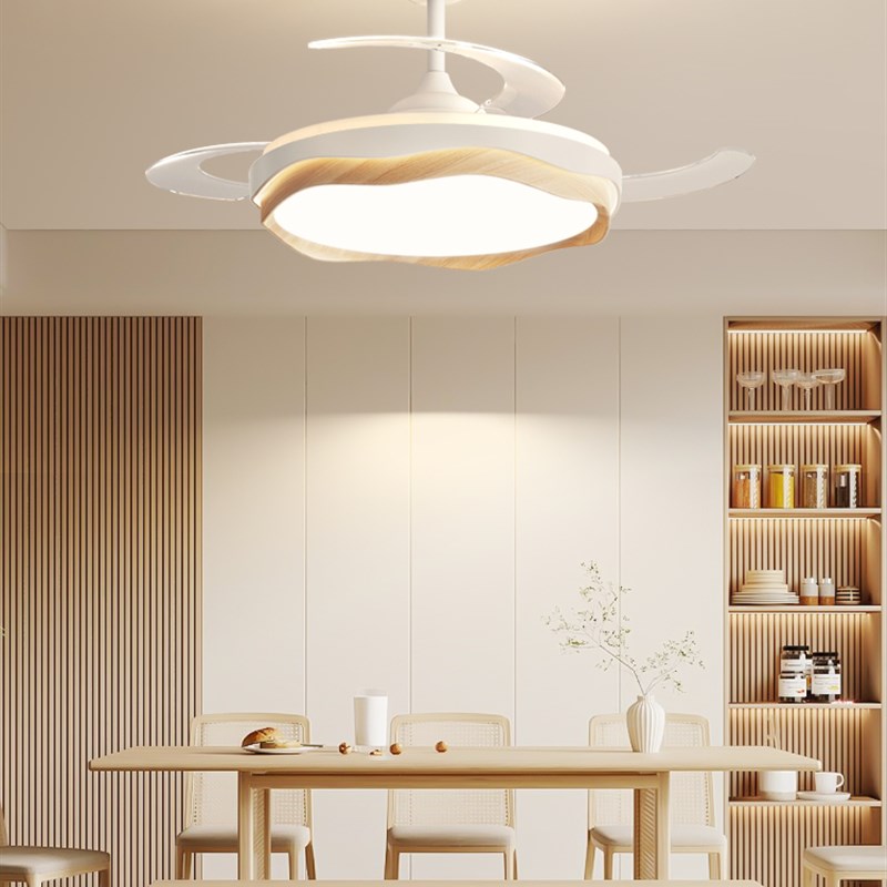 箭牌中古风餐厅隐形风扇灯2025年新款奶油风卧室大风力吸顶吊扇灯
