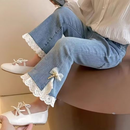 女式牛仔裤2025新款韩式春装时尚童装休闲裤女式春秋喇叭裤