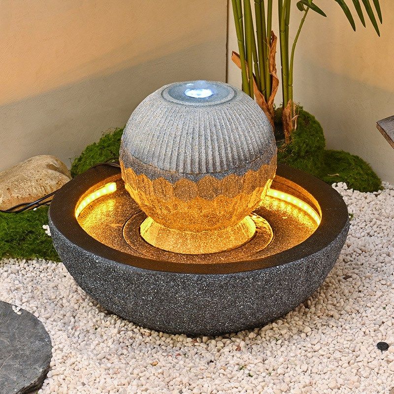 简约欧式假山流水喷泉风水轮加湿器鱼缸客厅庭院店铺乔迁开业摆件