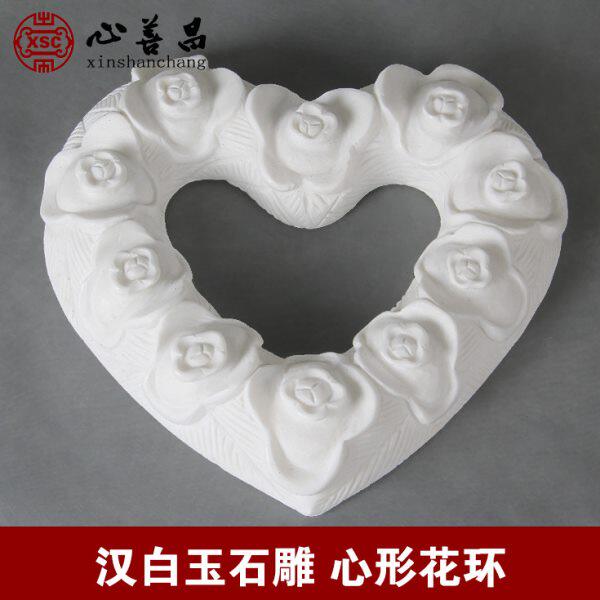石头花环墓地用品装饰墓碑祭祀祭奠石雕精品花圈心形摆件批玉石