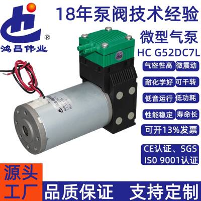 厂家供应微型隔膜抽气打气泵小型7L负压泵空气泵-70KPa真空泵