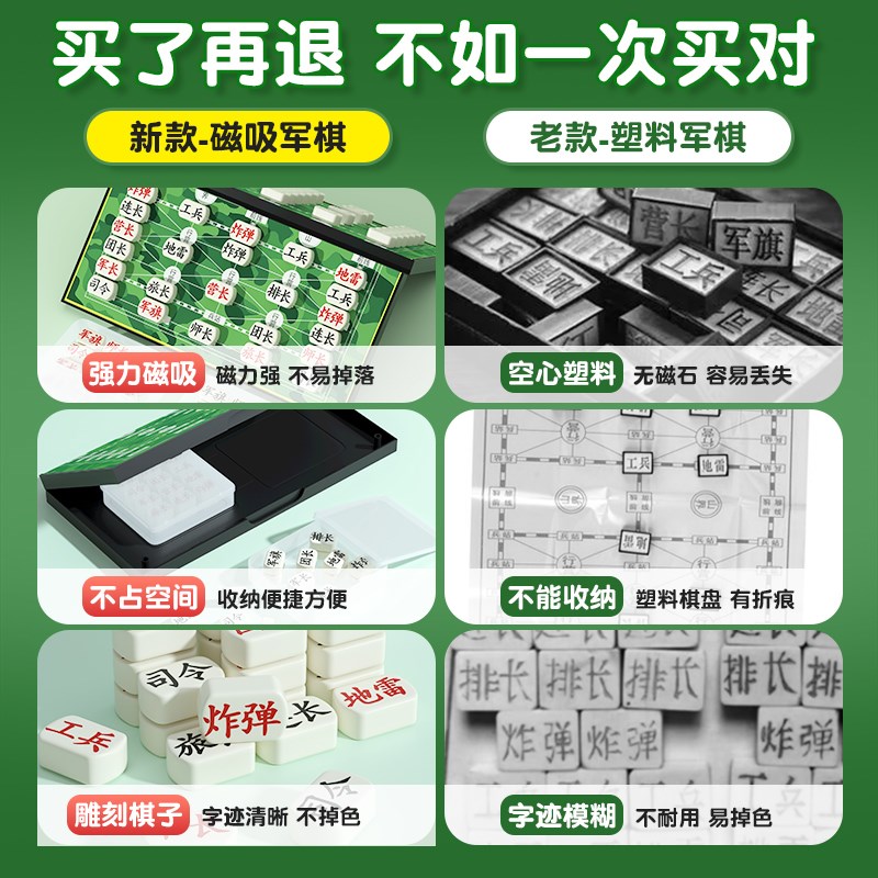军棋陆战棋大号磁性折叠军旗磁铁棋盘儿童小学生五子棋象棋二合一