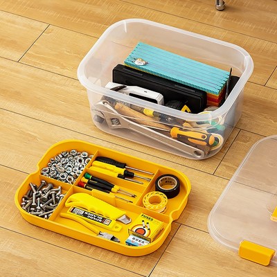五金配件收纳箱大容量塑料家用杂物整理盒透明长方形手提工具箱子