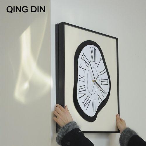 电表箱装饰画带钟表达利异形复古时钟电箱遮挡挂钟静音玄关挂画