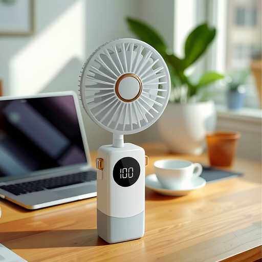 风扇数显挂脖折叠充电五档大风力桌面小风usb充电式便携式无线