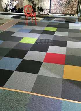 拼接写字楼办公室地毯 方块条纹可过B1消防尼龙PVC拼接地毯
