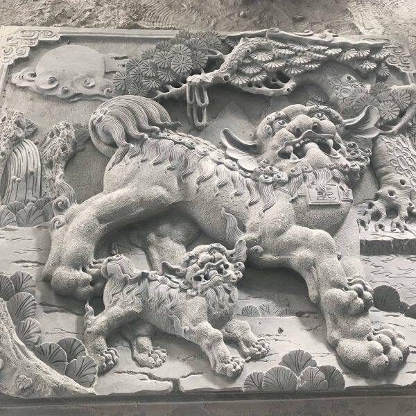 精雕图精品醒狮 北京狮神兽狮子大象 石雕图灰度图 可代加工
