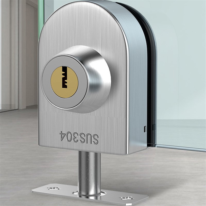 玻璃门地锁地插免开孔地插销玻璃门锁单门双门不锈钢单开双面开锁