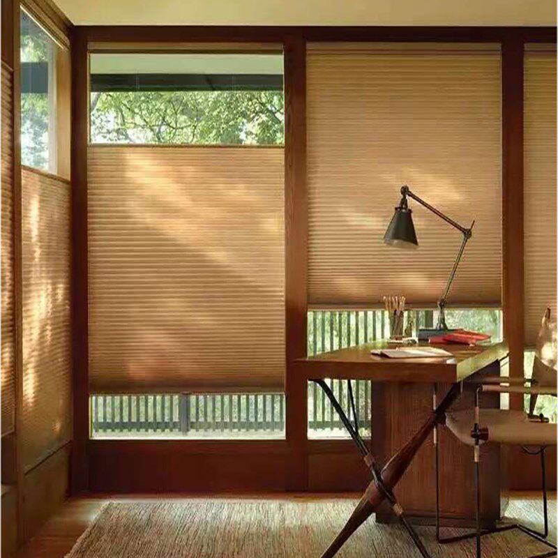 三鑫手动推拉无绳蜂巢帘儿童安全日夜风琴蜂窝遮阳隔音窗帘阳光房