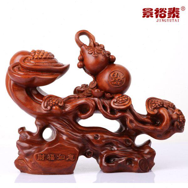 财福如意葫芦摆件树脂木雕福禄工艺品家居饰品办公室摆设开业礼品