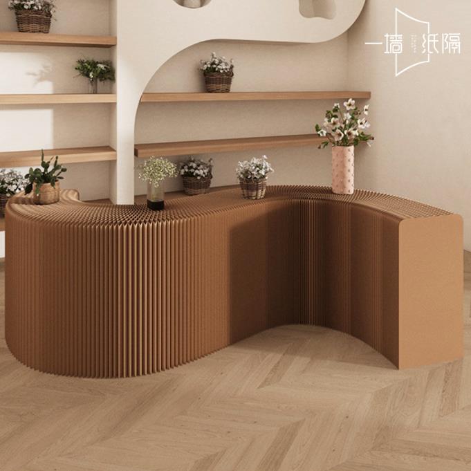 展台长条展示台纸质移动展示架服装店流水台展会展架可折叠陈列架