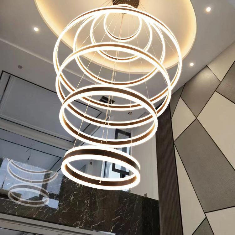 别墅复式楼客厅灯大吊灯中空大厅主灯简约现代楼中楼挑空loft公寓