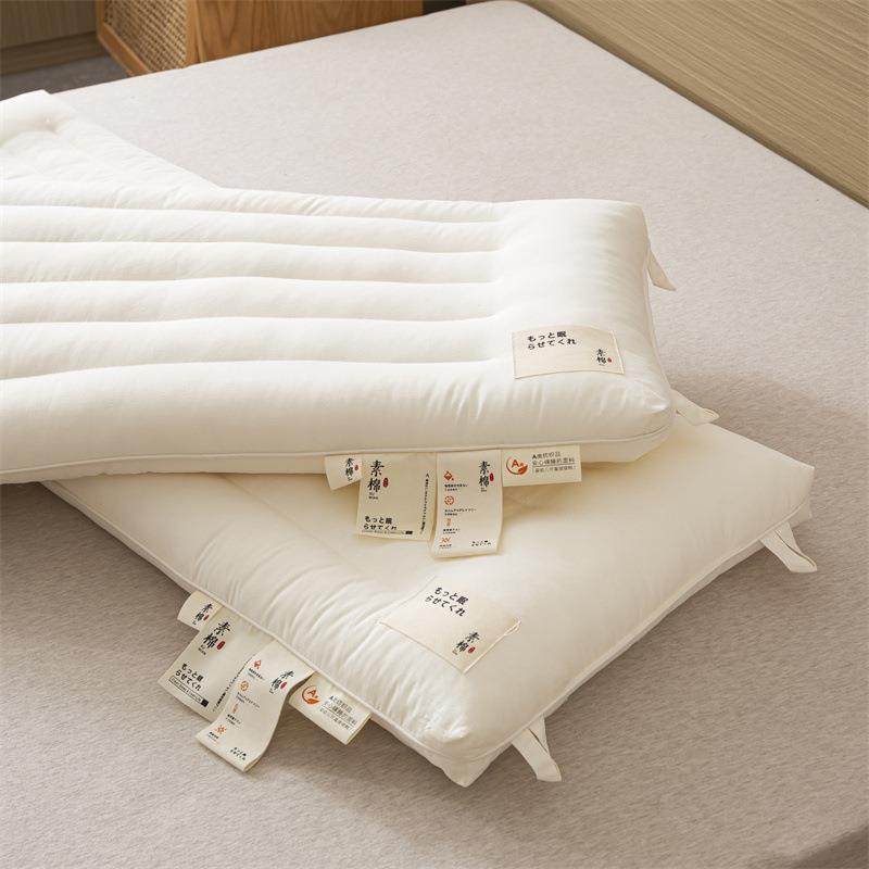 全棉双人枕头纯棉长枕芯家用枕头芯一体亲子长款情侣软糯薄低高枕