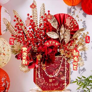 2025春节新年装饰发财果福桶抱抱桶摆件过年室内客厅场景布置用品