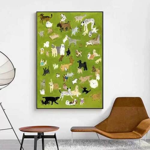 dogpark趣味独特抽象装饰画小众小狗墙画挂画玄关客厅挂画摆台画
