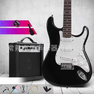 39英寸电吉他套装 学生成人初学ST摇滚电吉他带15w音箱黑色