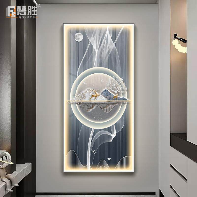 现代简约装饰画挂钟玄关装饰画钟表客厅走廊过道墙画挂钟网红钟