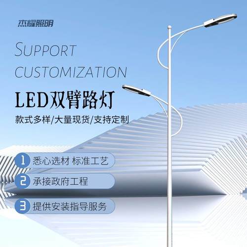 双臂路灯市电路灯杆6米10米led路灯头户外防水220v市政道路灯
