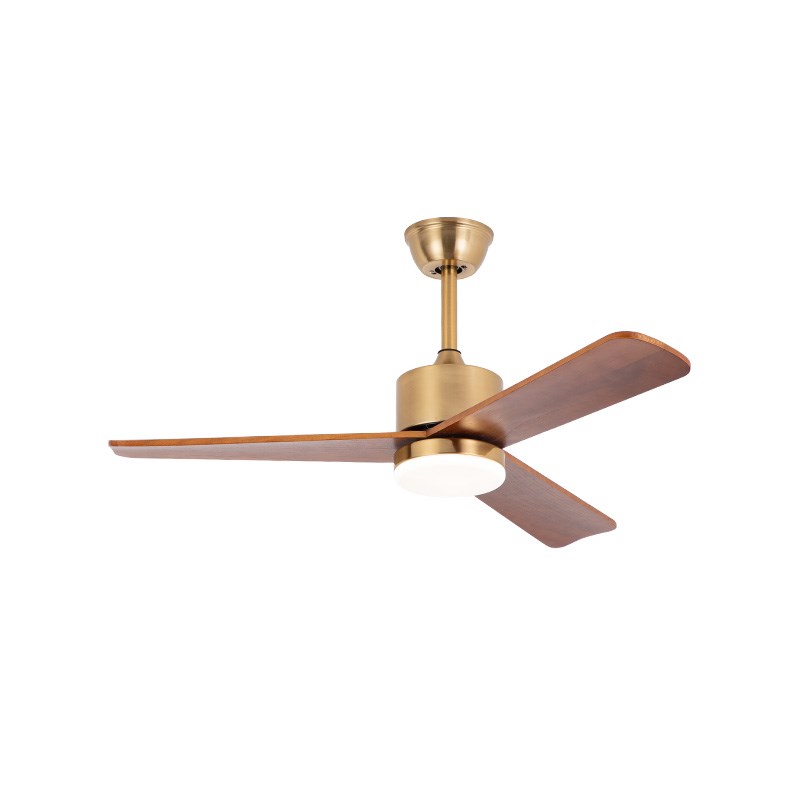 MOFAS中古餐厅吊扇灯卧室客厅法式复古家用一体胡桃木色风扇吊灯