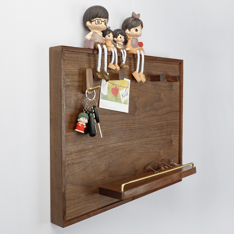 新中式电表箱装饰画遮挡置物架黑胡桃实木大多媒体弱配电闸盒竖款