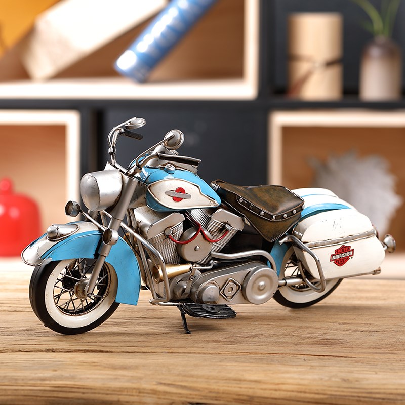 复古金属仿真哈雷摩托车模型摆件美式铁艺机车创意酒吧客厅装饰品