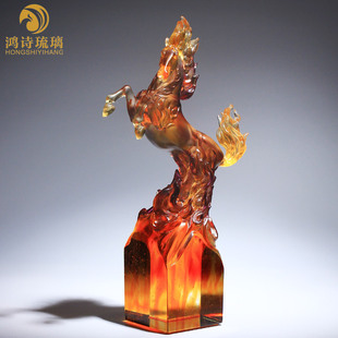 古法琉璃马摆件工艺品送领导升职礼物男实用高端办公室桌面装饰品