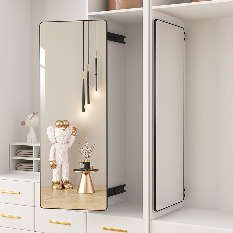 家用全身穿衣镜卧室衣柜镜子内装隐形推拉可折叠暗藏式壁挂试衣镜