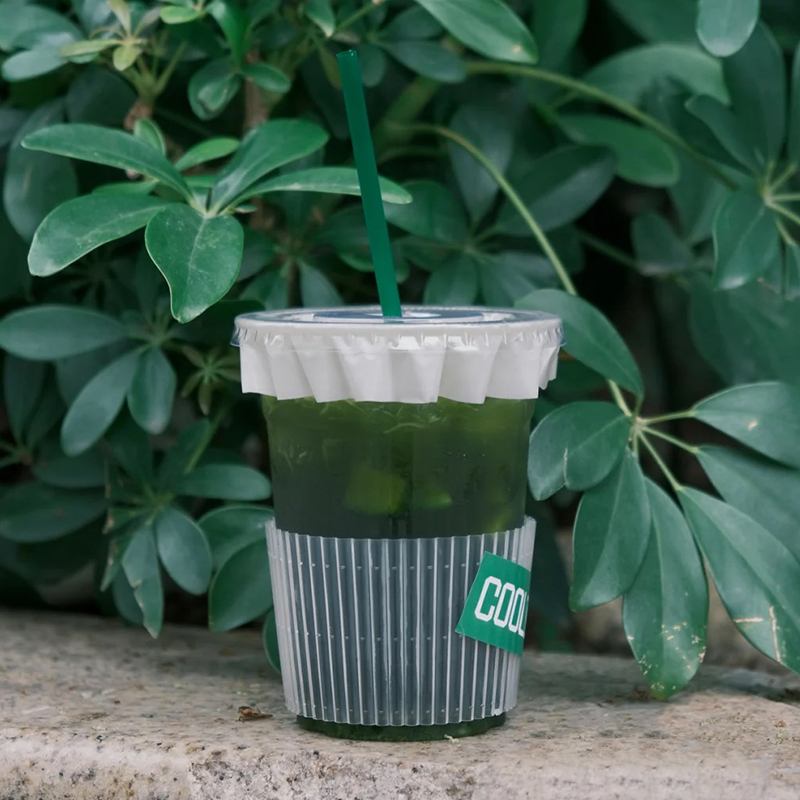 一次性塑料杯套透明隔热防烫奶茶店网红泰式咖啡98口径纸杯圈