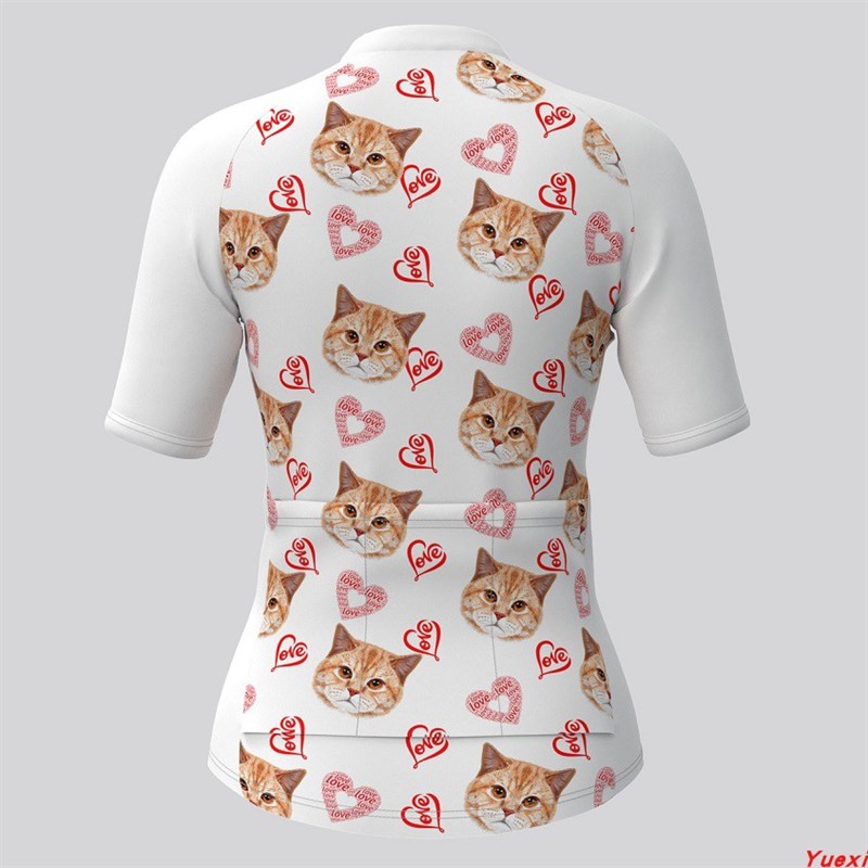 2021新款小猫脸自行车男女款夏季骑行服短袖上衣情侣款单车服