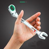 老A 可调台湾产快速呆梅扳手开口梅花快扳子 活动头两用棘轮扳手