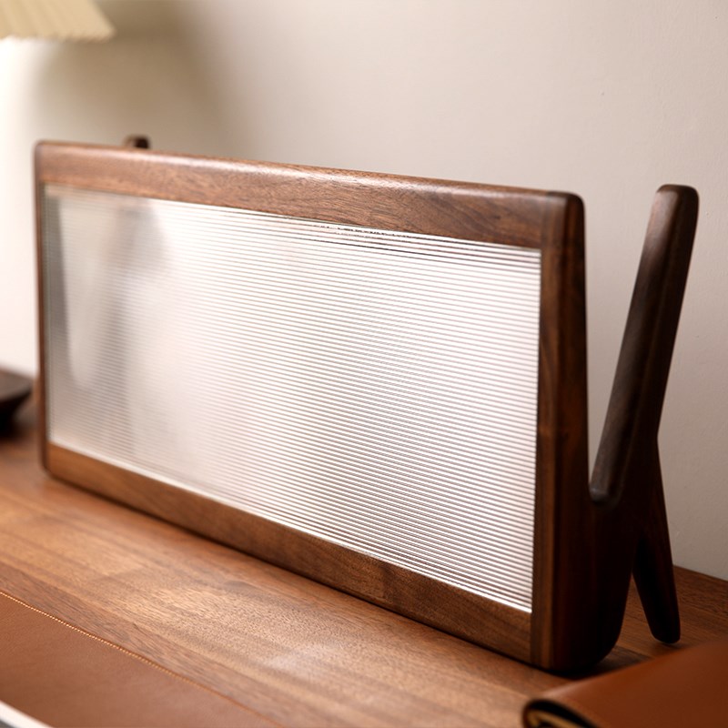 黑胡桃木电脑显示器增高架办公桌面笔记本台式屏幕工位垫高底座小