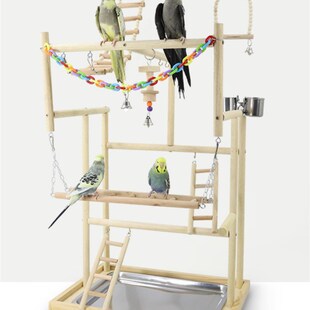 大型鹦鹉站架花椒木杆互动训练游乐场椰壳鸟窝笼子鸟架子用品玄风
