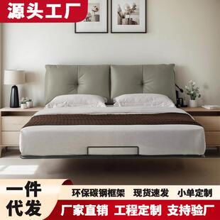 轻奢真皮床主卧大床一米八双人床欧式豪华软包皮床高端大气悬浮床