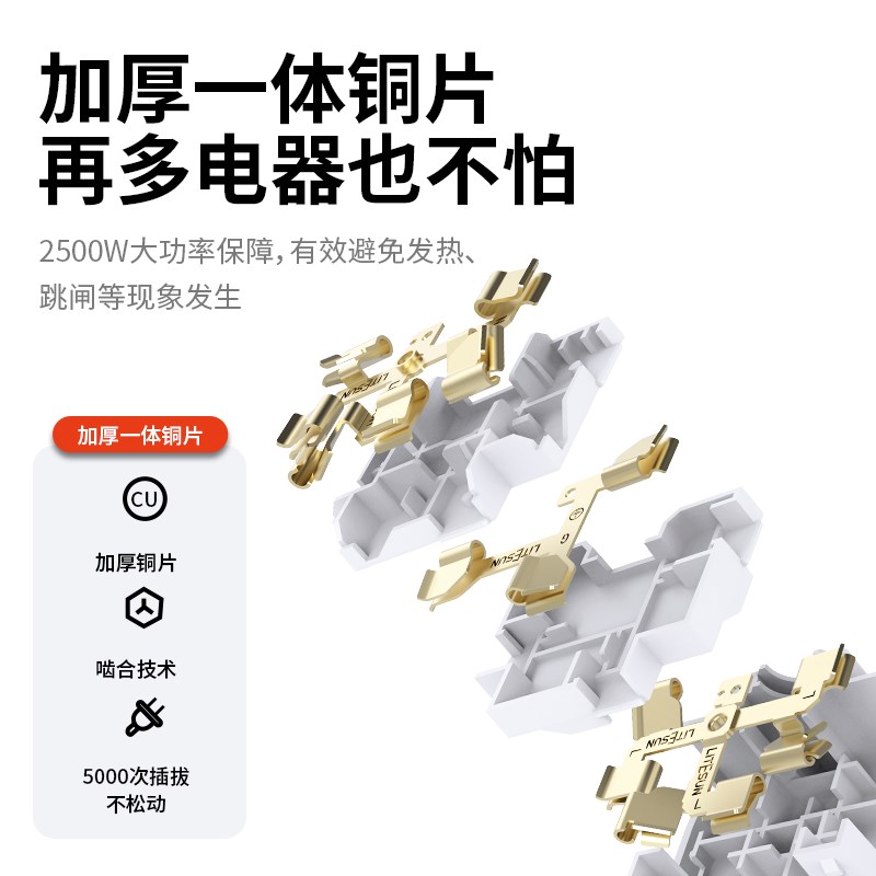 利特舜快充魔方插座转换器多功能USB充电排插线板便携扩展接线板