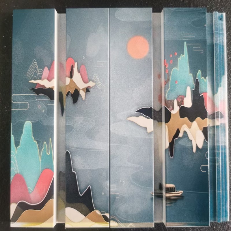 铝单板UV彩绘山水画渐变色内外墙门头背景幕墙装饰3D打印图案定制