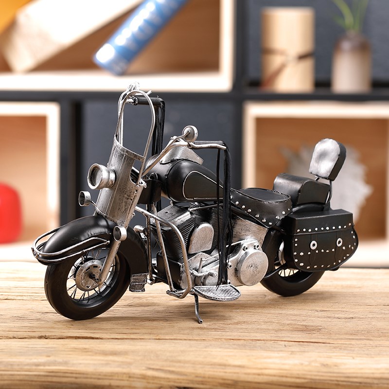 复古金属仿真哈雷摩托车模型摆件美式铁艺机车创意酒吧客厅装饰品