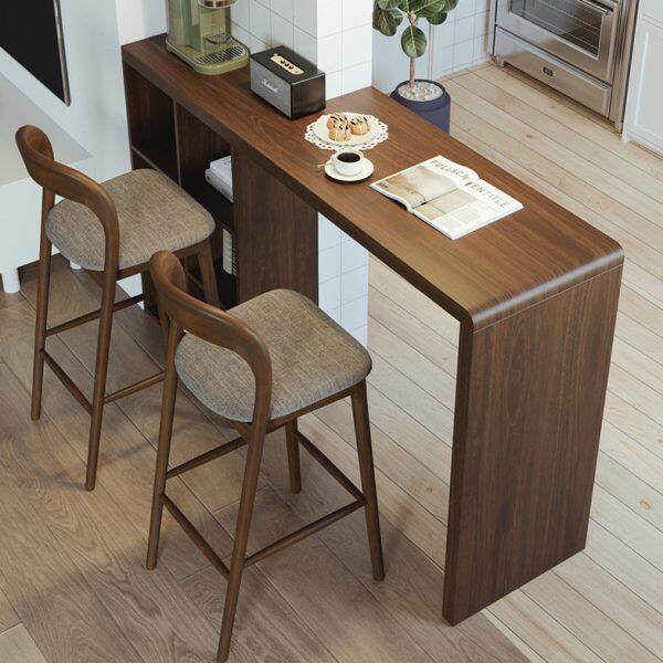 实木吧台桌小户型家用吧台隔断柜一体客厅长条桌靠墙高脚桌椅组合