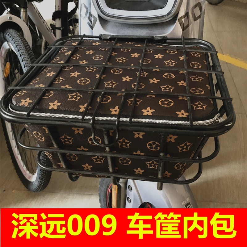 新国标深远d009电动车前车筐内胆包送餐电单车防尘防漏车篓内衬包