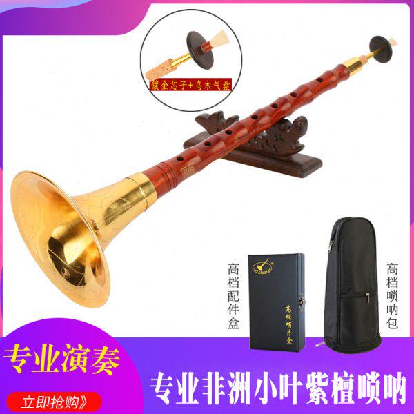 专业演奏小叶紫檀唢呐乐器D调C调降B调大小全套唢呐非洲紫檀唢呐
