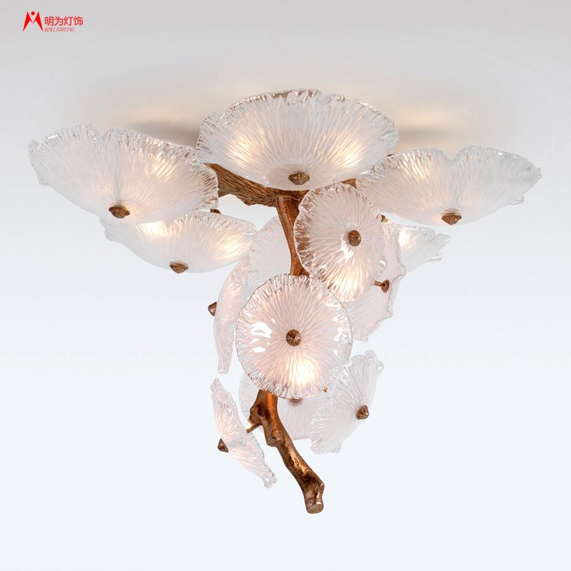 定制别墅旋转楼梯铜灯树枝吊灯 Serip酒店客厅卧室茶室中山灯具厂