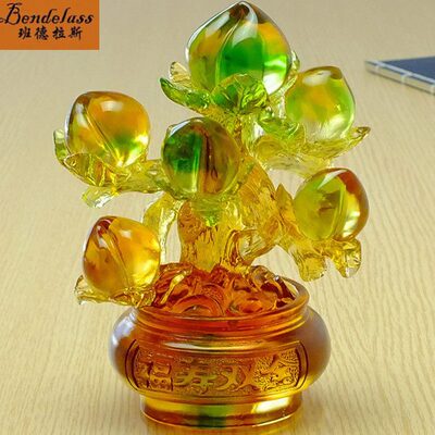 班德拉斯老人生日礼物贺寿礼品福寿双全寿桃摆件家居博古架装饰品