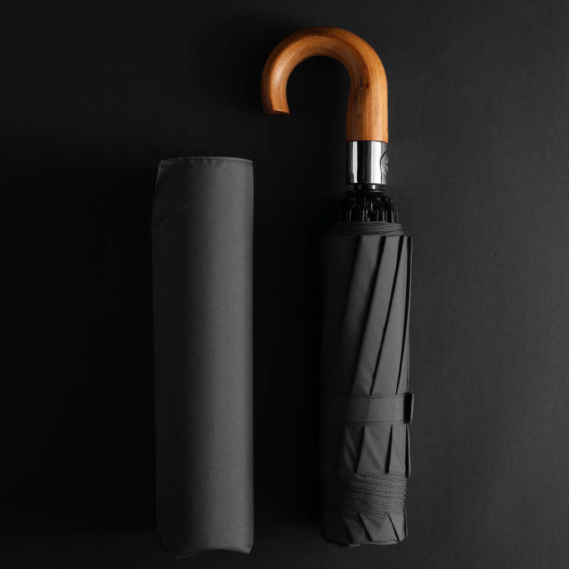 德系10十骨实木弯钩雨伞全自动超大大G号1.25米男士反向车载折叠